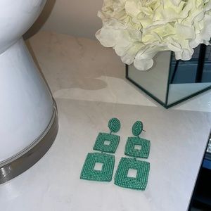 Turquoise dangle bauble bar earrings